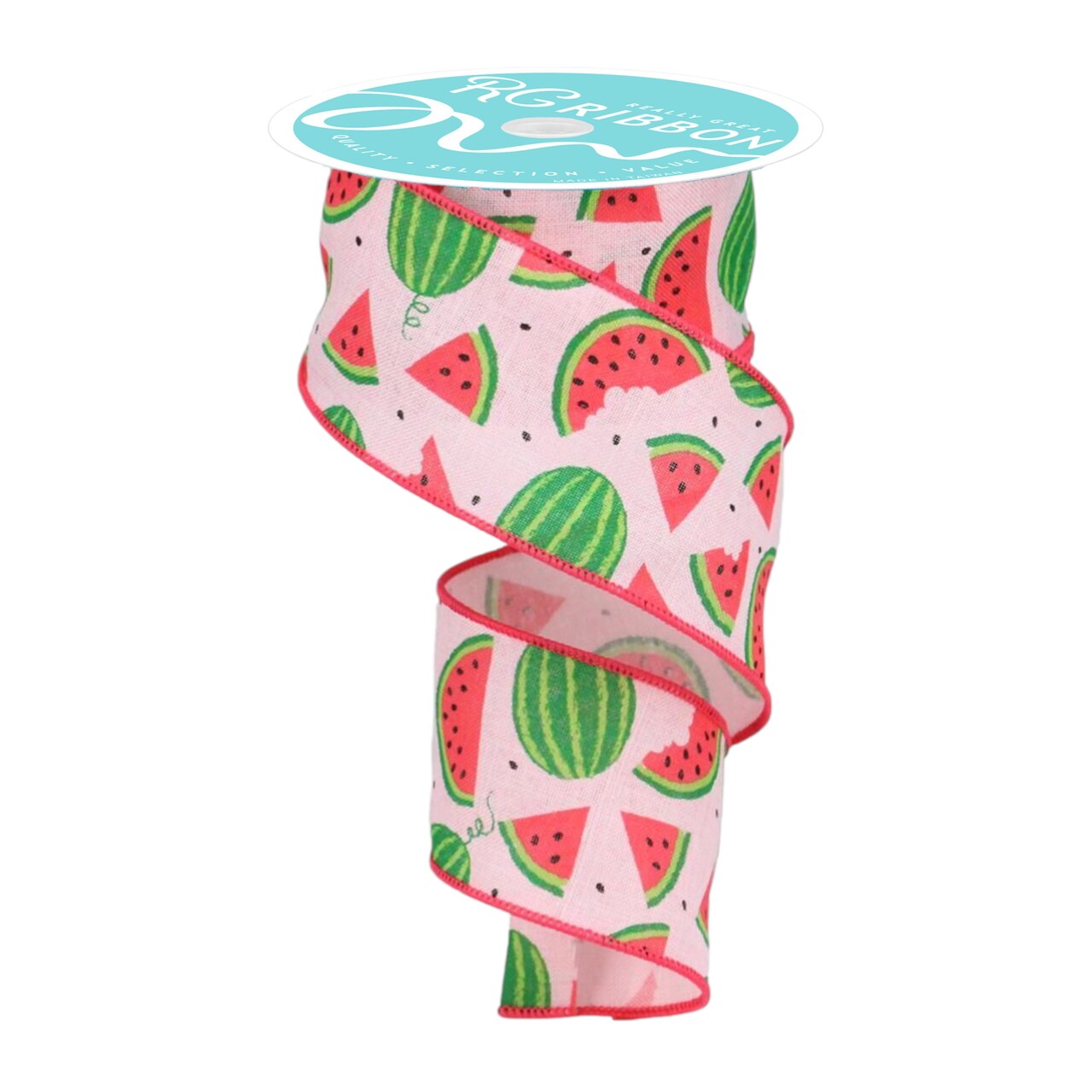 RG Ribbon: 1.5"-2.5" Watermelon Wired Ribbon for Bows, Wreaths, Crafts, and Decorations